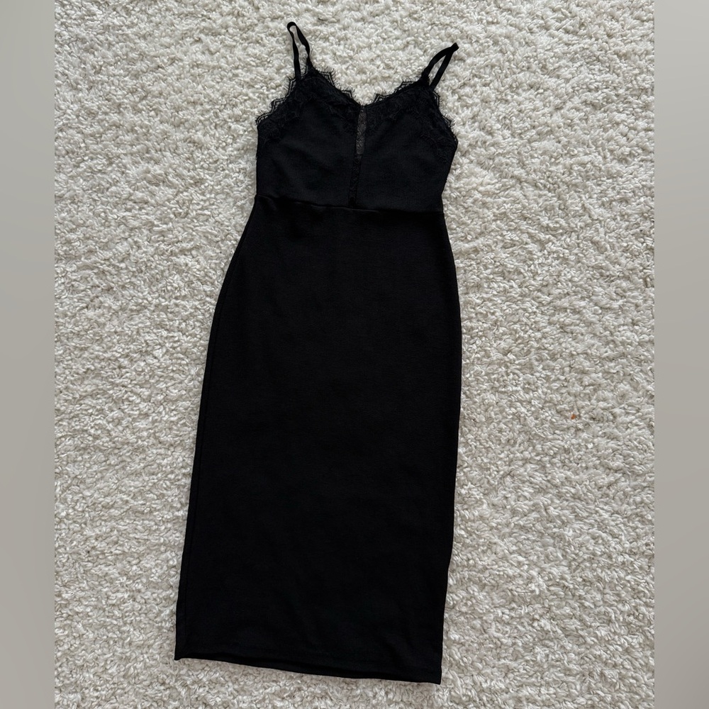 Zara Black Lace Midi Dress